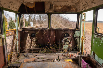 Fototapeta na wymiar Landscape from the window of a wreck