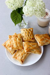 Puffs with cottage cheese served with coffee