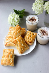 Puffs with cottage cheese served with coffee