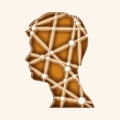 Fototapeta na wymiar Profile of the head of a man. Mental health relative design template. Scientific medical designs. Molecule And Communication Background. Connected lines with dots.
