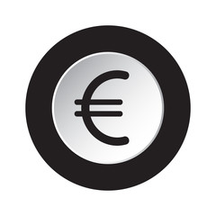 round icon, black and white - euro currency symbol