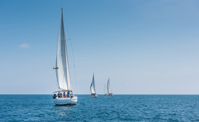 Obraz premium Fleet of sailing boats during race