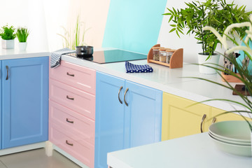 Colorful modern kitchen interior