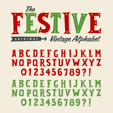 Vector Vintage Style Alphabet, perfect for Christmas or children projects.