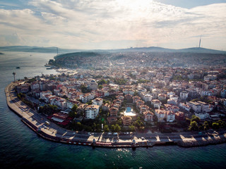 Aerial Drone View of Istanbul Uskudar Seaside.
