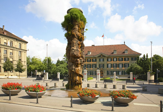 Meret Oppenheim fountain - Meret Oppenheim-Brunnen at Waisenhausplatz. Bern. Switzerland