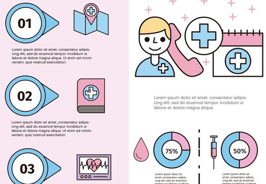 Pink Blue Medical Health Care Hospital Infographic