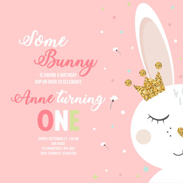 Birthday invitation with bunny