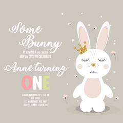 Obraz na płótnie Canvas Birthday invitation with bunny