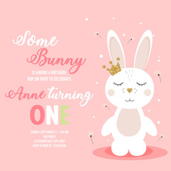 Birthday invitation with bunny