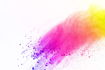 Abstract powder splatted background,Freeze motion of color powder exploding,throwing color powder...