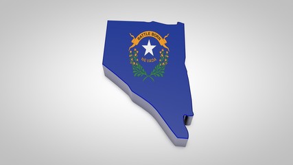 3d map flag of nevada state isolated on white, 3d render
