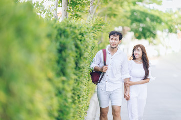 Young Asian lovely couple on vacation