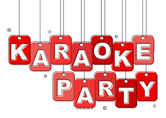 Obraz na płótnie Canvas red flat line tag karaoke party