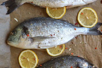 raw fresh fish with lemon