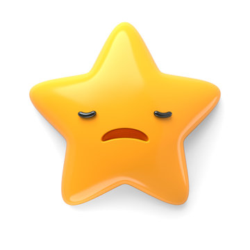 3d render, abstract emotional star icon, sad, tears, sorrow, disappointed character illustration, tired, sorry, sleep, cute cartoon star, emoji, emoticon, toy
