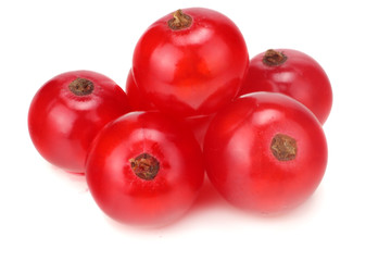 red currant with green leaf isolated on a white background. macro. healthy food