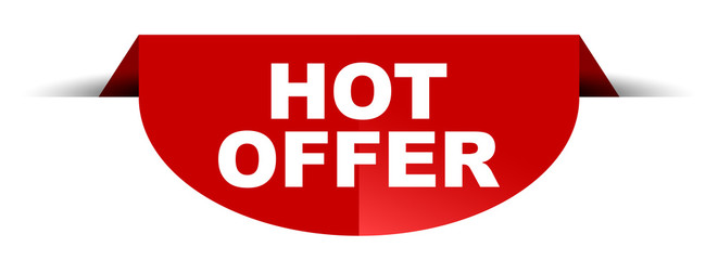 red vector round banner hot offer