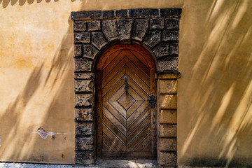 wooden door entrance to the Prague Castle gardens