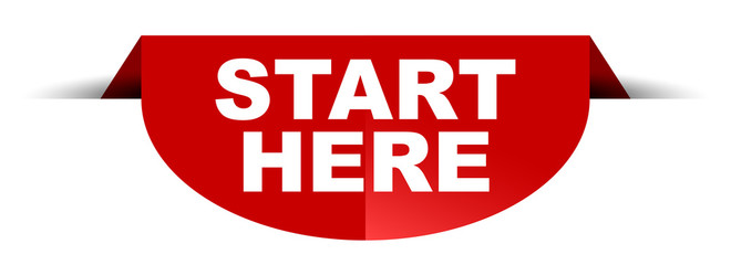 red vector round banner start here