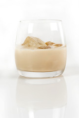Bailey's liquor served cold in an old fashion glass Whiskey and coffee blend drink served as a digestive