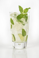 Cuban Mojito isolated in white background Traditional Mojito drink made with lime and spearmint