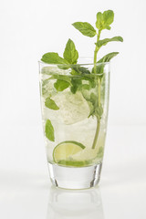 Cuban Mojito isolated in white background Traditional Mojito drink made with lime and spearmint