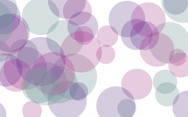 Multicolored translucent circles on a white background. Pink tones. 3D illustration