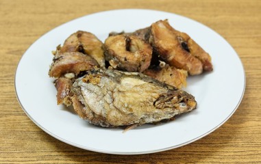 Dish of Deep Fried Striped Snakehead Fish