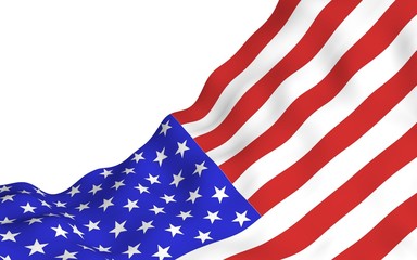 Obraz premium Waving flag of the United States of America. Stars and Stripes. State symbol of the USA. 3D illustration