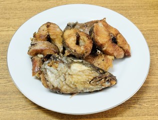 Dish of Deep Fried Striped Snakehead Fish