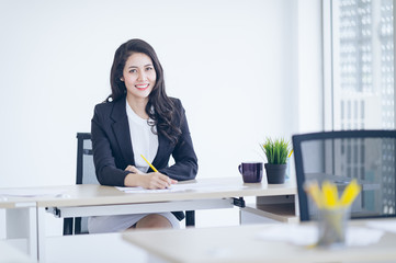 Business woman Young Asian Start Up Entrepreneurs, Female leader working at office