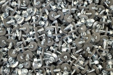 A bunch of nails, bolts, screws to create a background
