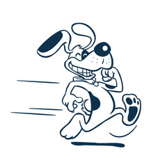 Vintage Style Clip Art - Happy Dog Running - Vector EPS10.