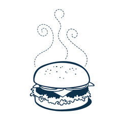 Vintage Style Clip Art - Hot Hamburger - Vector EPS10.