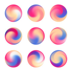 Abstract fluid gradient set with round backgrounds. Vector trendy liquid colorful modern gradient mesh. Template for or poster, banner, flyer and presentation, screens and mobile app