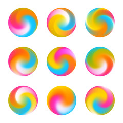 Abstract fluid gradient set with round backgrounds. Vector trendy liquid colorful modern gradient mesh. Template for or poster, banner, flyer and presentation, screens and mobile app