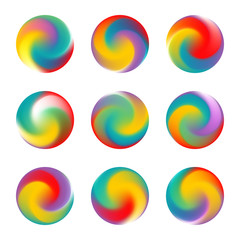 Obraz premium Abstract fluid gradient set with round backgrounds. Vector trendy liquid colorful modern gradient mesh. Template for or poster, banner, flyer and presentation, screens and mobile app