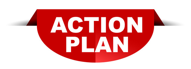 red vector round banner action plan