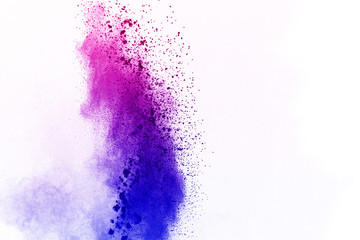 Abstract white powder splatted background,Freeze motion of color powder exploding color powder.