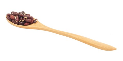 Kidney Beans in Wooden Spoon on White Background