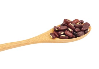 Kidney Beans in Wooden Spoon on White Background