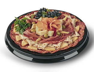 Cold meats with clipping path Assorted appetizer plate