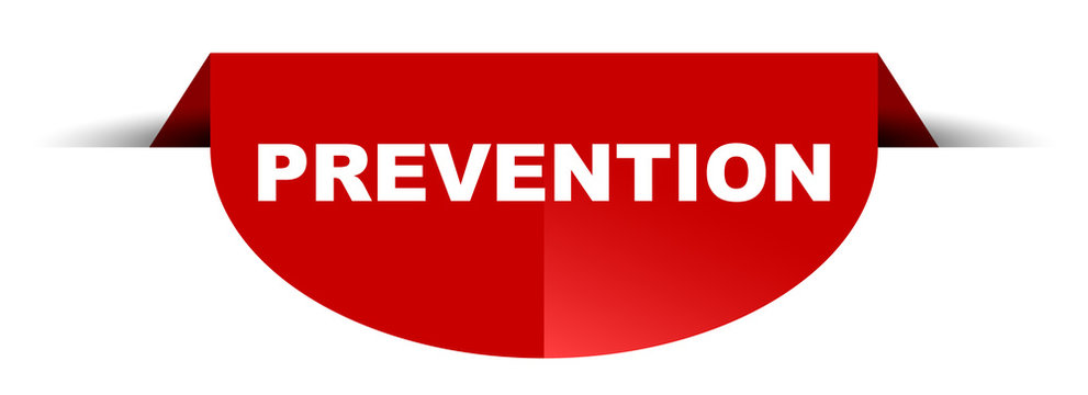 red vector round banner prevention