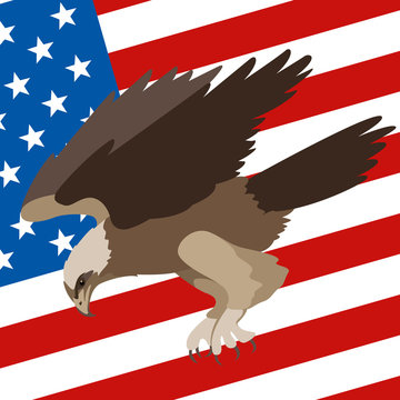 eagle on the background of the American flag vector illustration flat 