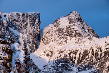 High rock as a background. Natural composition in the Norway