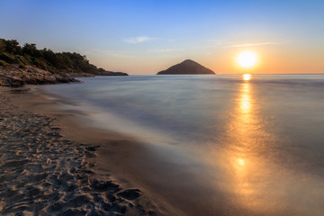 Paradise beach at sunrise. Greece