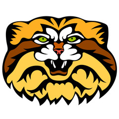 Vector illustration of cat head color version. Tattoo style