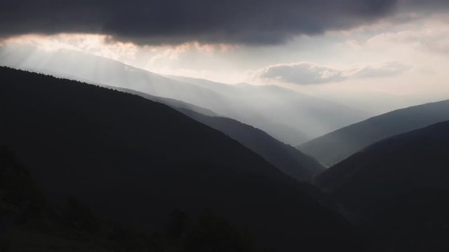 Time Lapse, Lightstreaks At Sunrise At Serra De Montgrony, Pyrenees, Spain  - graded Version