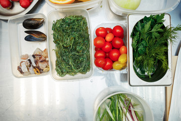 products in the container in the kitchen